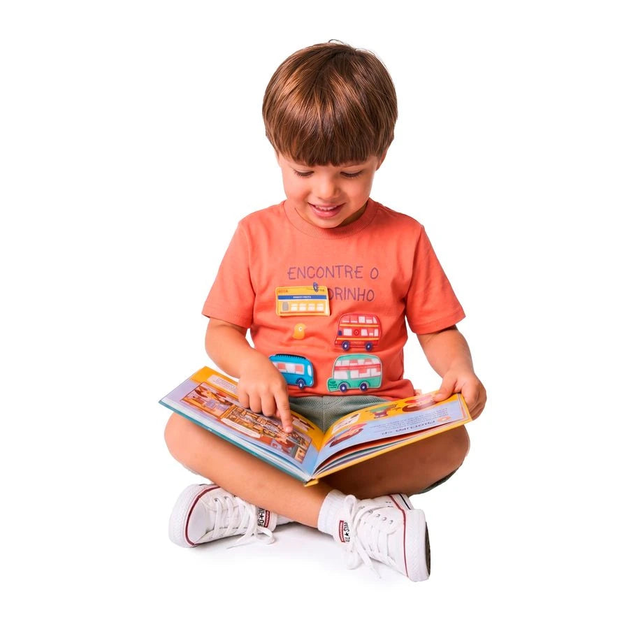 CAMISETA E LIVRO DIA DAS CRIANCAS CARROS MANGABA