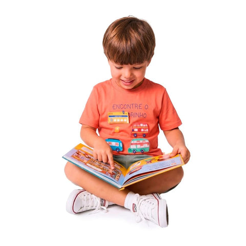 CAMISETA E LIVRO DIA DAS CRIANCAS CARROS MANGABA