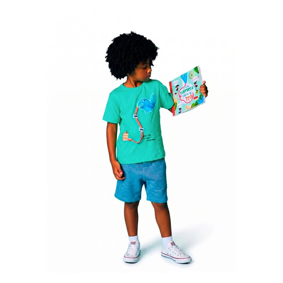 CAMISETA E LIVRO DIA DAS CRIANCAS TEO MENTA