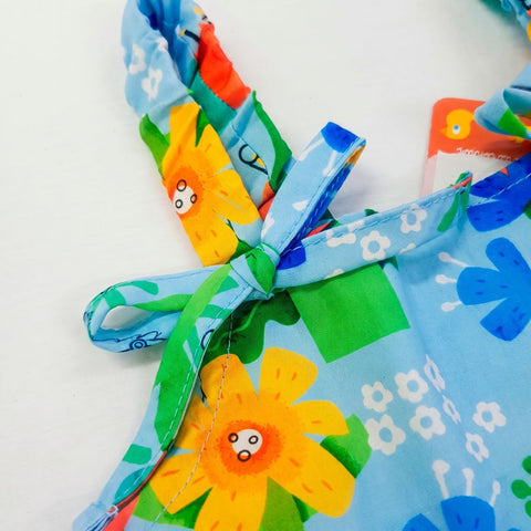 VESTIDO E LIVRO DIA CRIANCAS CADE FLORES AZUL