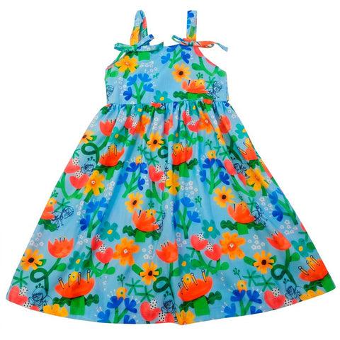 VESTIDO E LIVRO DIA CRIANCAS CADE FLORES AZUL