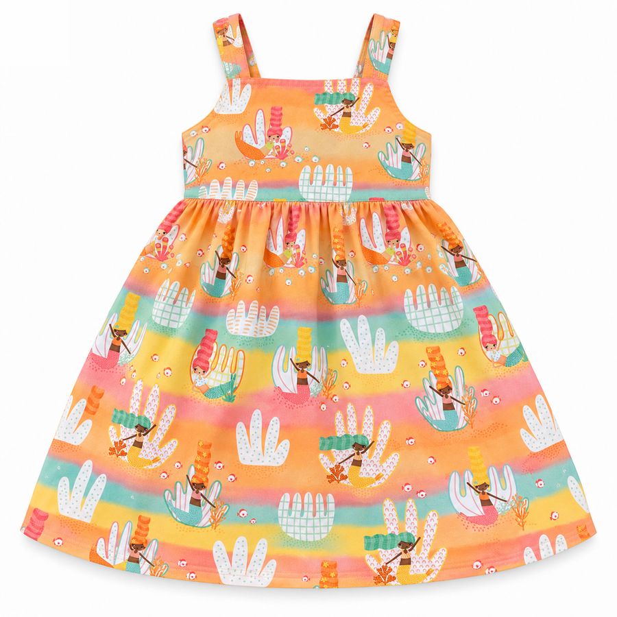 VESTIDO FEM DIVERSAO NO FUNDO DO MAR LARANJA