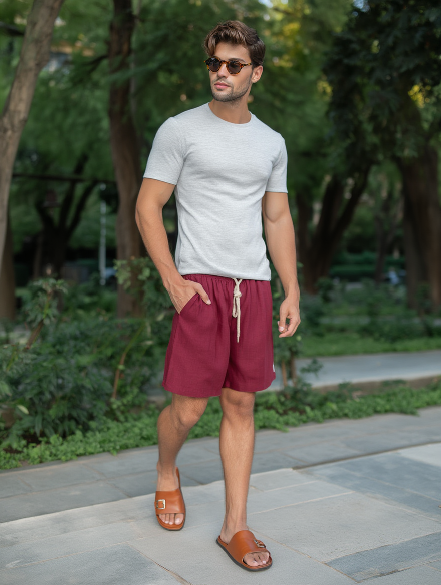 SHORT LINHO MASC LISO BORDO