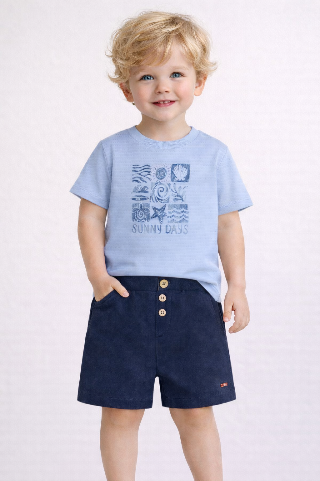 CONJ MAS CAM TEXT SUNNY DAYS E BER MLT AZUL CLARO/MARINHO