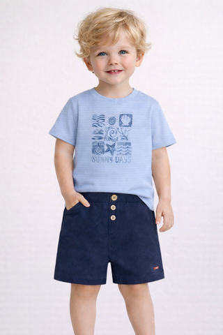 CONJ MAS CAM TEXT SUNNY DAYS E BER MLT AZUL CLARO/MARINHO