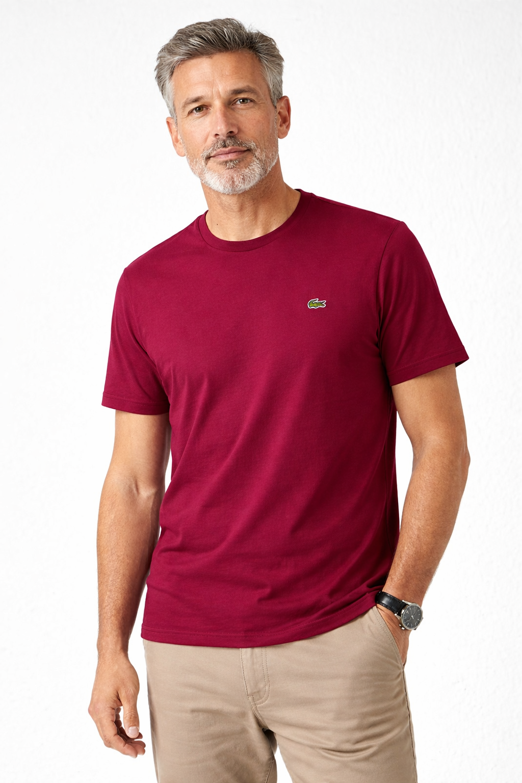CAMISETA LACOSTE MC MASC BASICA BORDO 476