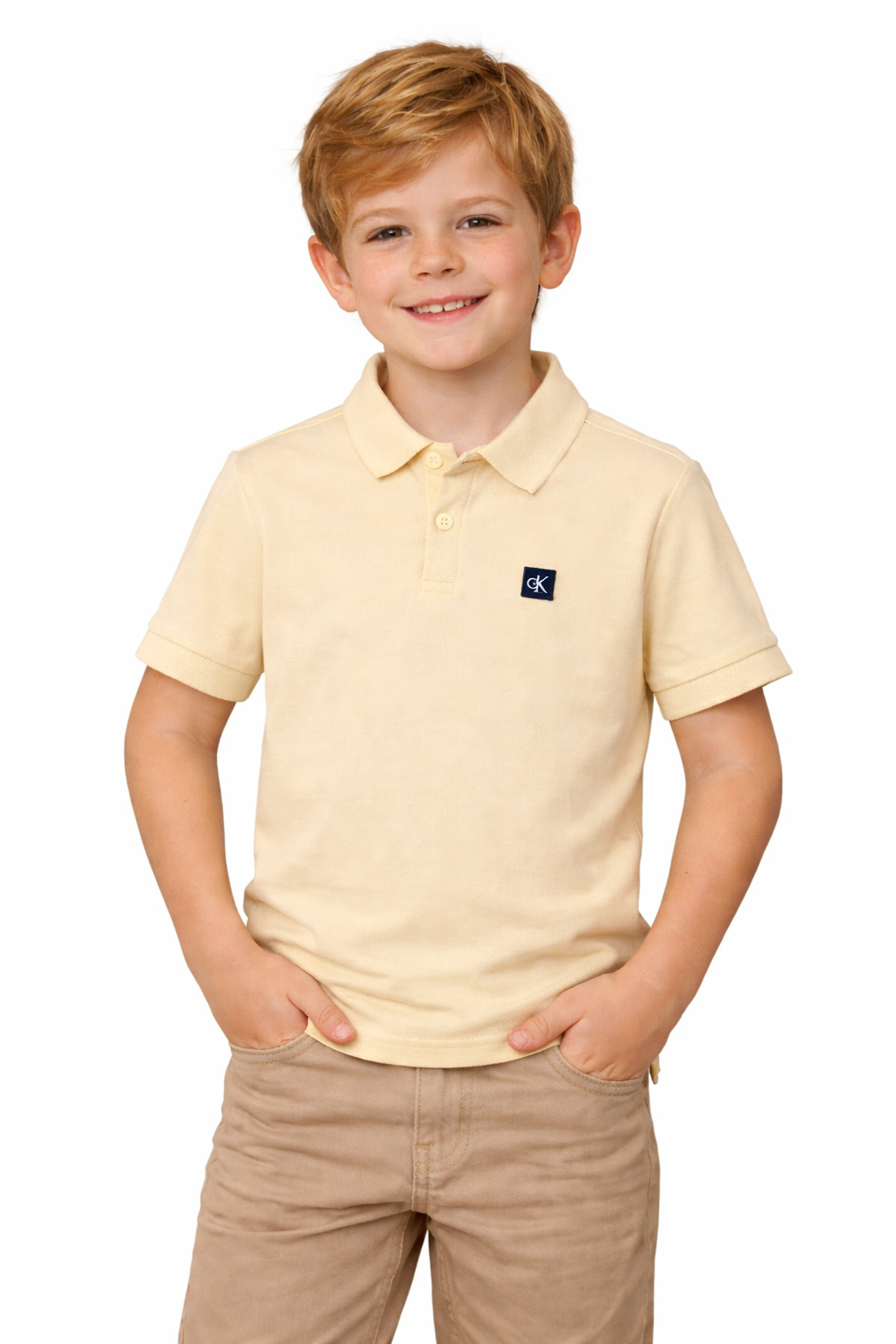POLO CKJ KIDS MAS MC PREMIUM AMARELO MANTEIGA