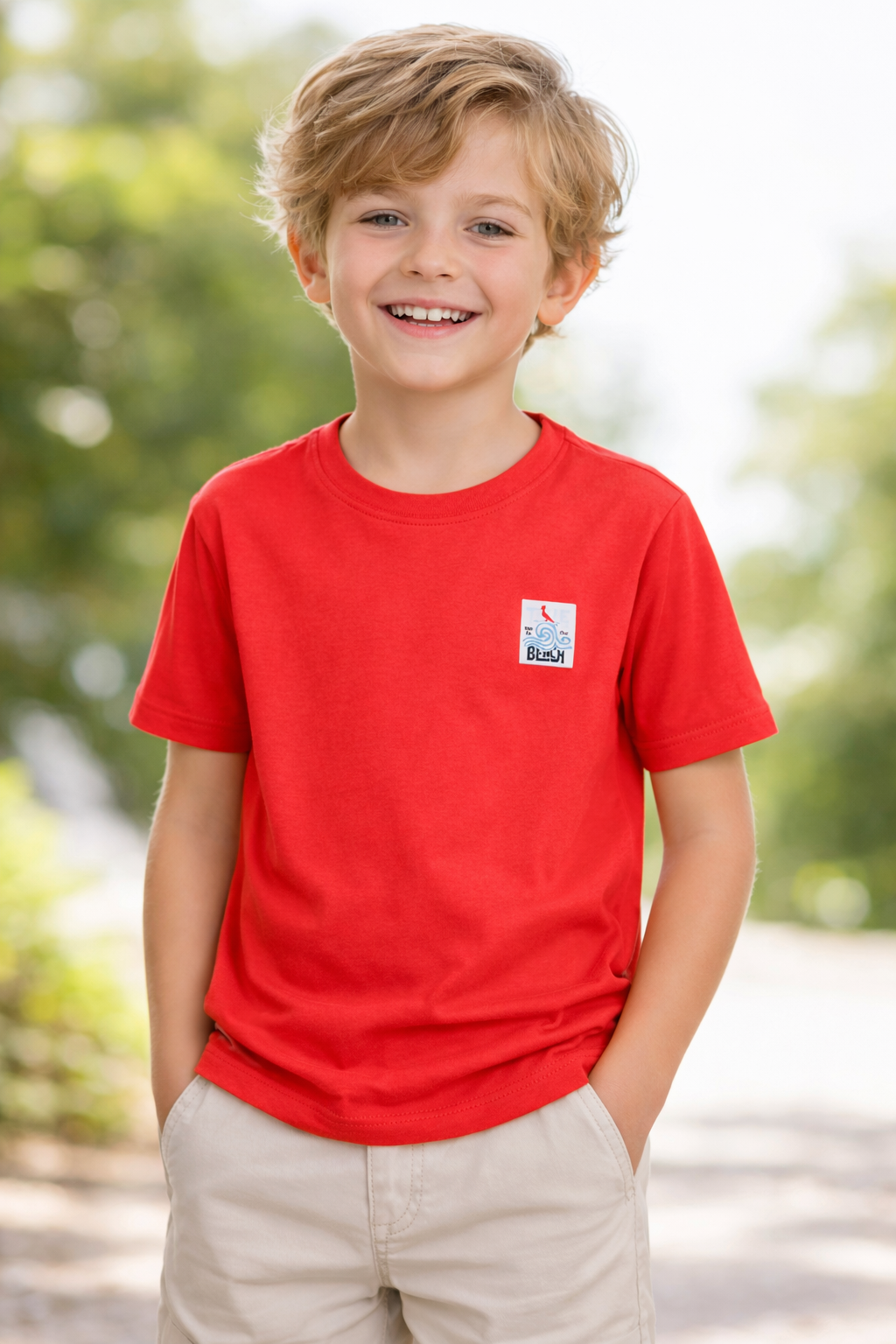 CAMISETA MINI PATCH TAKE ME TO THE BEACH VERMELHO