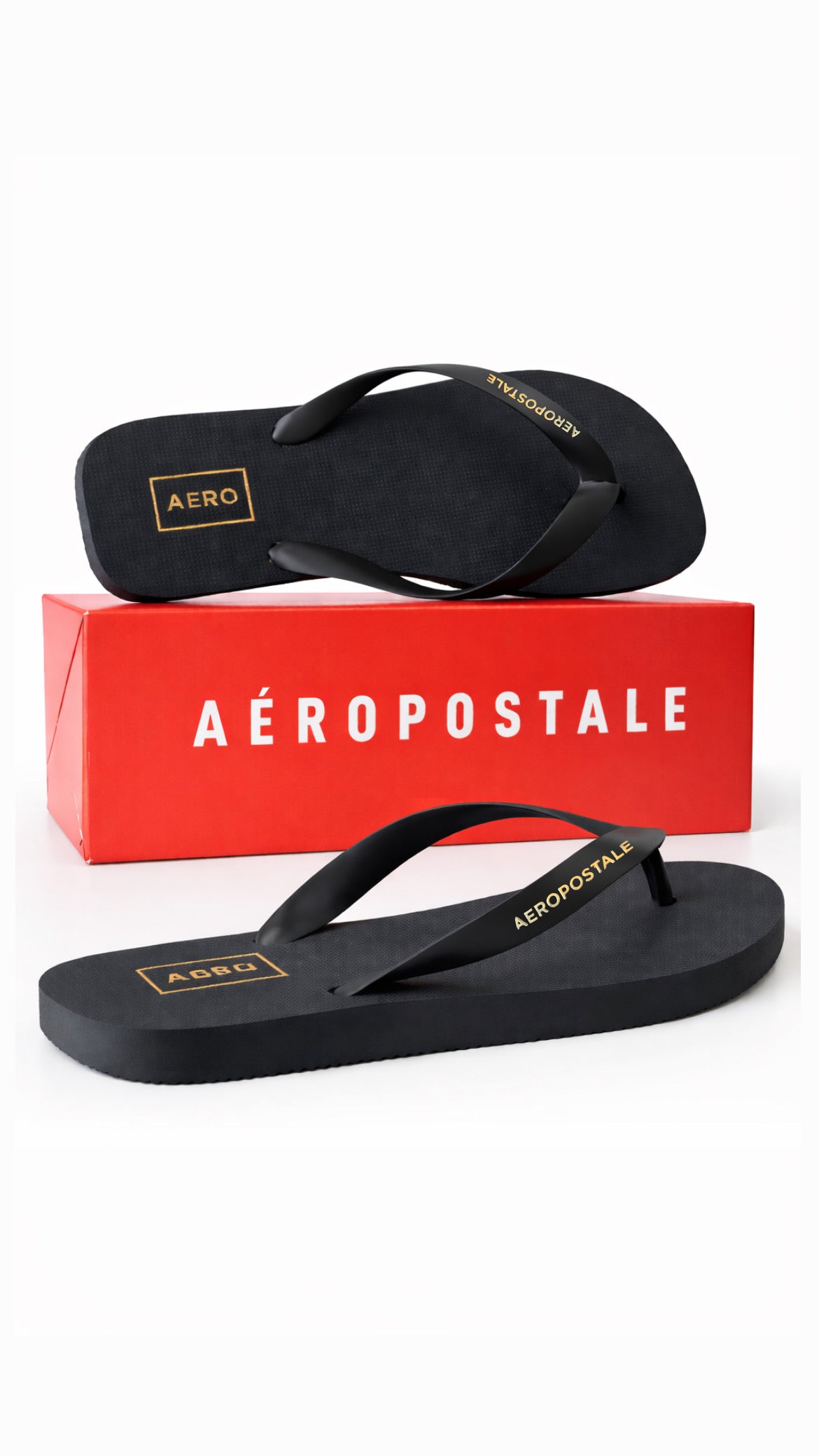 CHINELO MAS QUADRADO AERO AEROPOSTALE PRETO/OURO