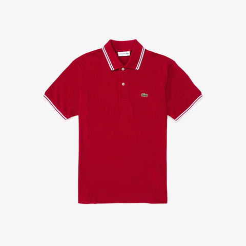 POLO MASC MC DET GOLA LACOSTE BORDO 338
