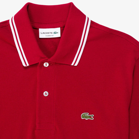POLO MASC MC DET GOLA LACOSTE BORDO 338