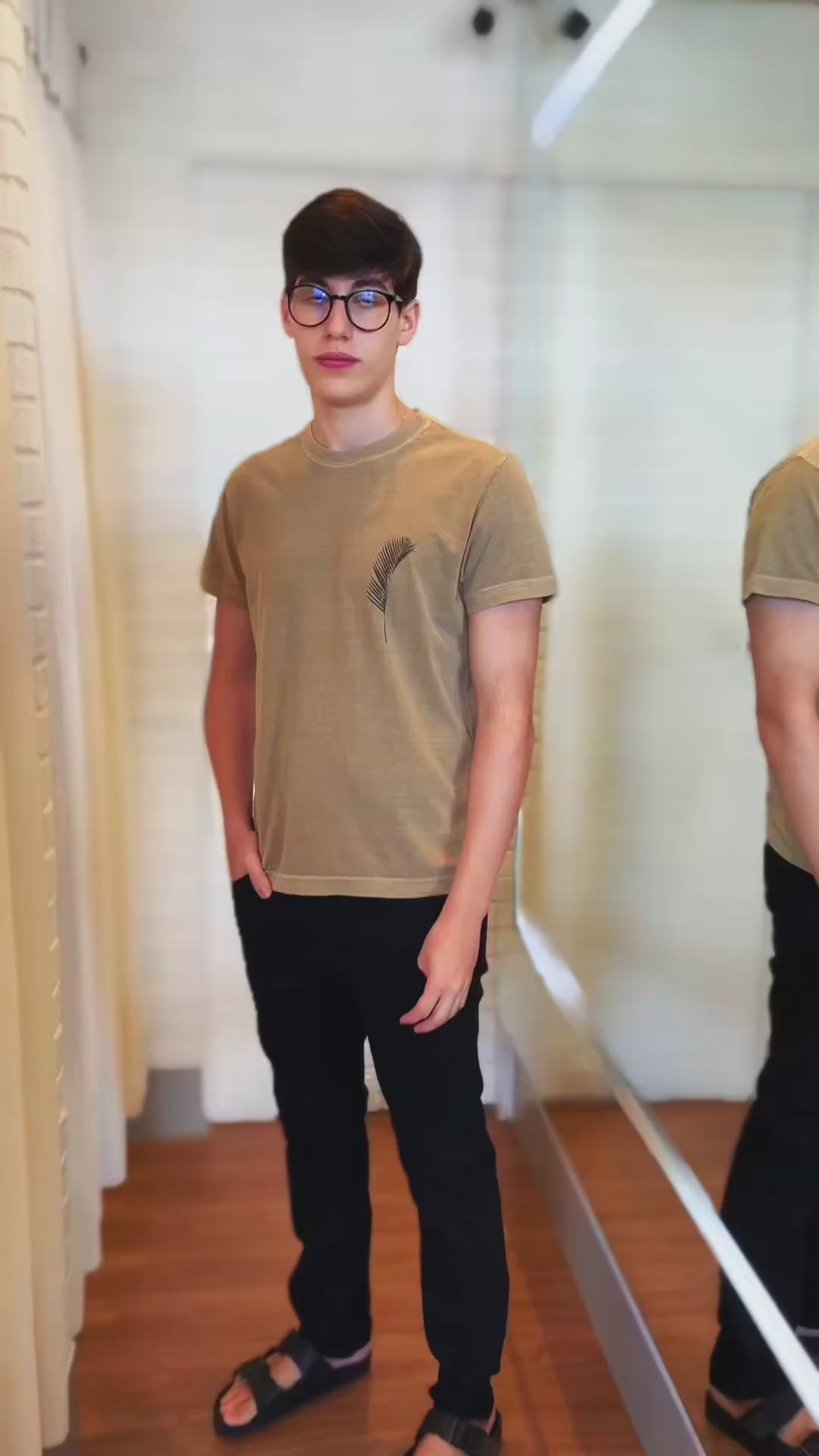 CAMISETA MC STONE FOLHA PALMEIRA OSKLEN CAQUI